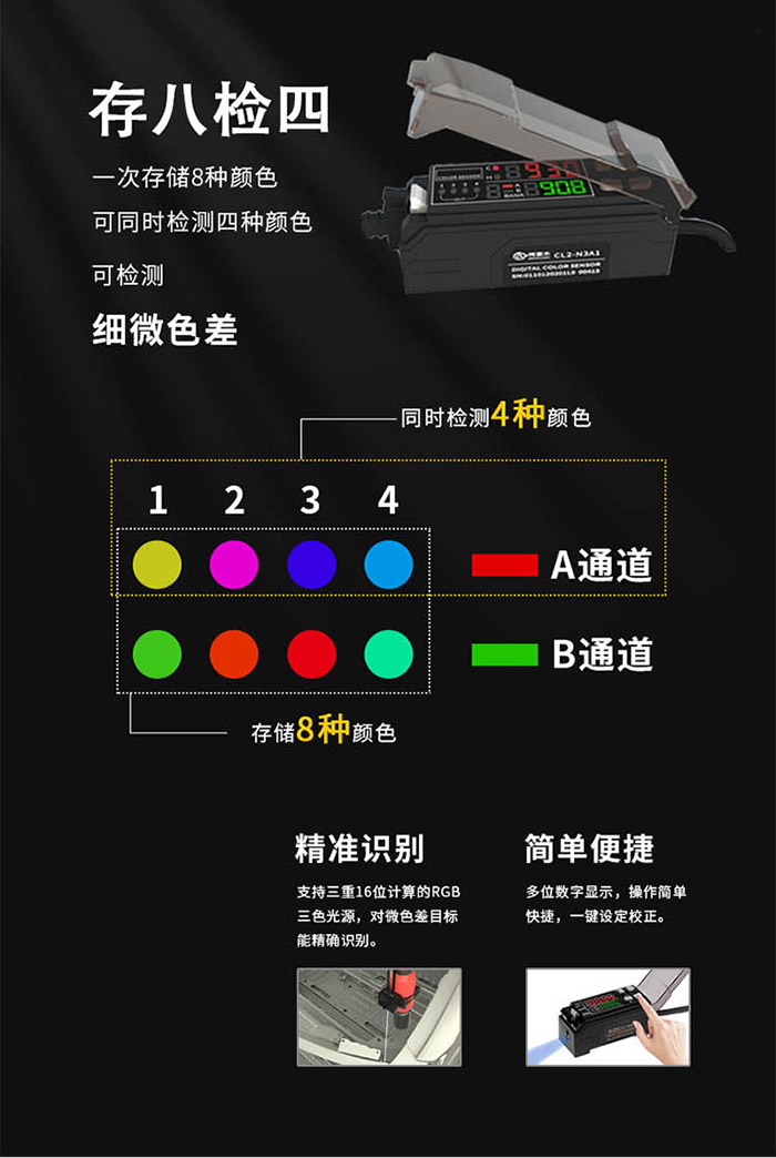 顏色識別傳感器CL2，同時識別多個顏色